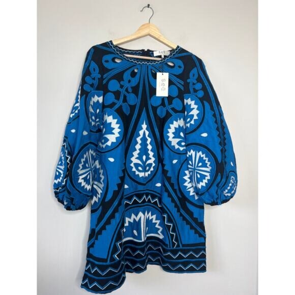 NWT Sea New York Gael Applique Long Sleeve Cutout Tunic Mini Dress Blue Size: L - Picture 2 of 8